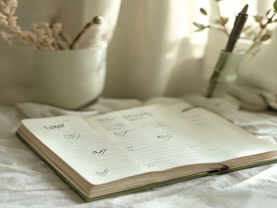 Simple habit tracker with checkmarks and progress notes